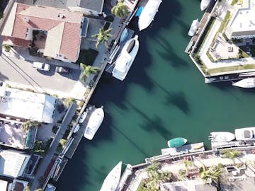 Aerial View of Canals and Boats in Long Beach